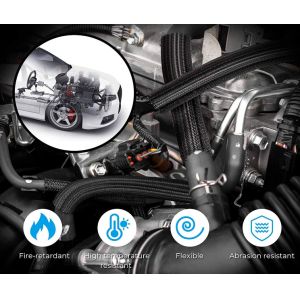 50mm Polyester Self Wrapping Split Braided Sleeving Flame Retardant