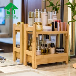 Miscellaneous Storage Rack Desktop Small Two-Layer Bamboo Cosmetics Rack with