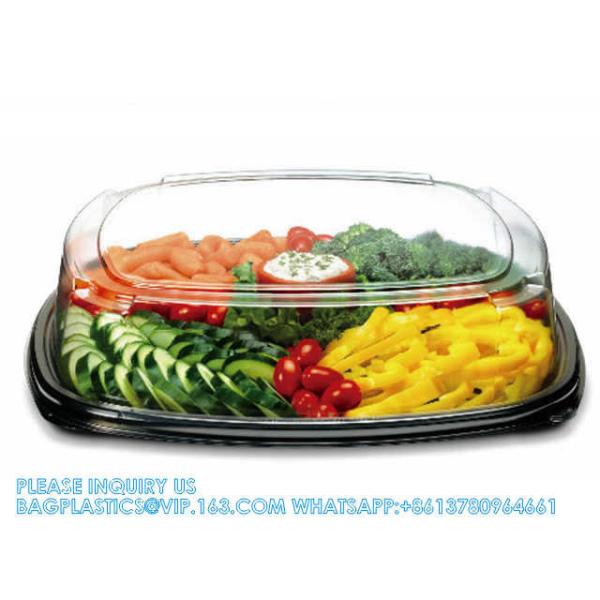 Buy Rectangle Cake Platter With Lid Reusable Buffet Catering Sandwich Trays Disposable Food Snack Party Platter Lid at wholesale prices