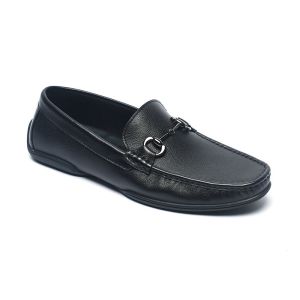 BRUNO VIERO Black Breathable Mens Leather Moccasins