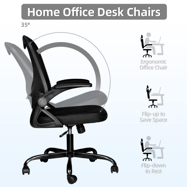 Flip-up Arms Ergonomic Mesh Office Chair with 360 Swivel and Height Adjustment