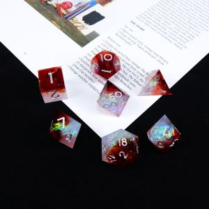 White plus red ore resin desktop game dice set dnd dice