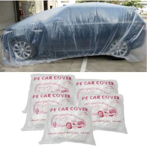 Disposable Car Covers，12.5 x 21.7ft Universal Clear Plastic Car Cover，Disposable