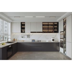 Luxury Hotel European Karachi Kitchen Furniture Modern Kitchen Cabinets Gray