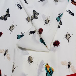 Printed Geometric Figure Flowers Leaf Point 100% Pure Silk Fabric