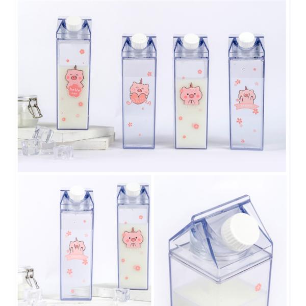 1000ML Reusable Custom Logo Transparent Clear Milk Carton Shaped Plastic Water Bottle