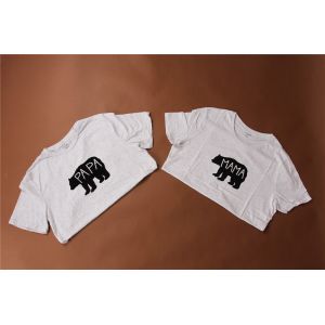 Round Collar Grey Cotton T Shirts 100% Cotton Cute Couple Matching Outfits