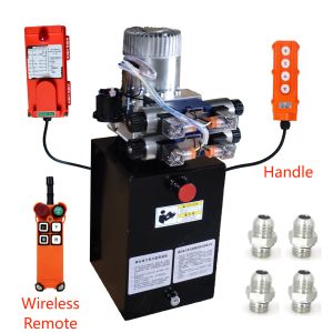Quality DC12V Double Acting Hydraulic Pump Unit Wireless Control With 8 Quart Metal Tank for sale