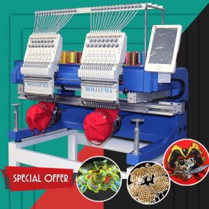 Quality Free shipping 400*500mm 1200 spm high speed cap t-shirt flat 3d sequin 2 head computer embroidery machine for sale for sale