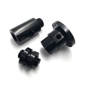 ODM CNC Turned Parts Aluminum Alloy Parts With Thread And Black Anodizing