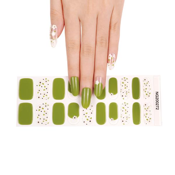 New Design Nails Artificial Solid Color Full Cover semi cured gel nail sticker