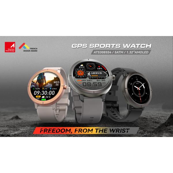 DM76 Outdoor Sport Smart Watch GPS Ultra-thin 1.32'' AMOLED BT Call 50M Waterproof Compass Heart Rate Reloj Smartwatch