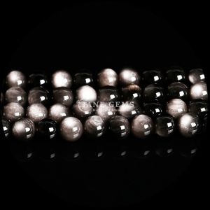 Quality Assorted Various Round Shape Silver Obsidian Sunstone Natural Polished Stone Bead for sale