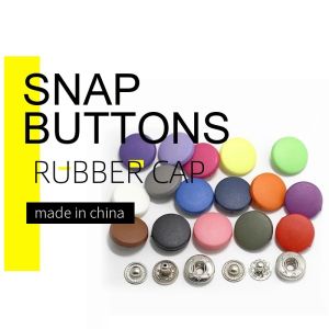Combined Round Metal Snap Button Plastic Rubber Effect Cap Matt Painted For