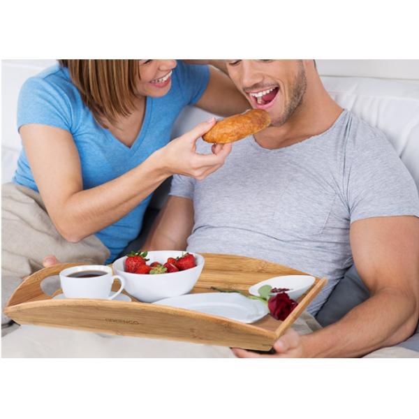 High Quality Bamboo Angular Sides Butler Serving Tray With Handles Bamboo Serving Platter