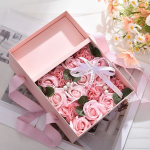 Custom Luxury Rigiding Portable Flower Gift Box With Ribbon Other Gift Craft