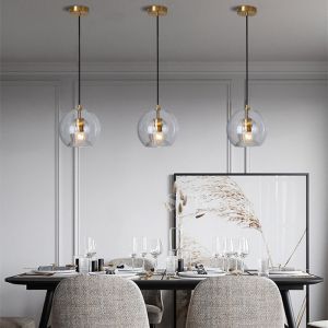 G9 Iron Double Glass Pendant Light Modern Electrophoresis Gold