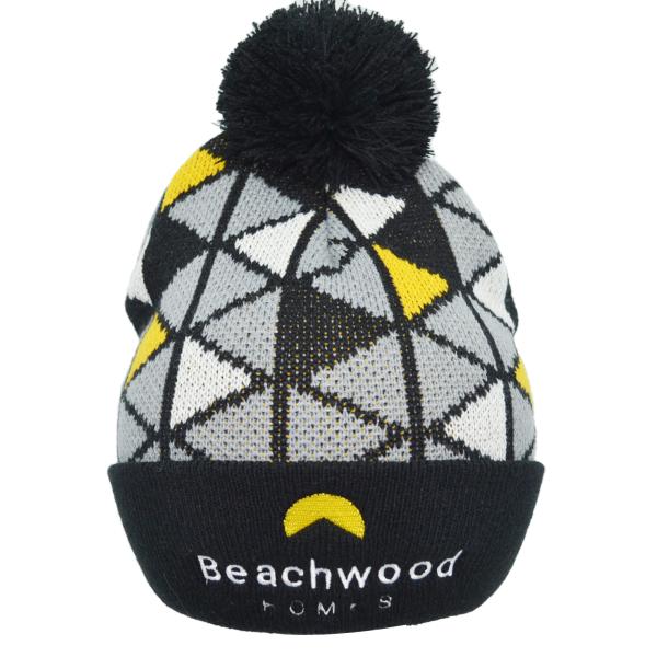 Promotional Soft Warm Embroidery Knitted Pom Pom Beanie Custom Made