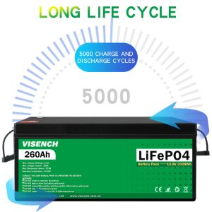 Solar Energy 12V 260Ah Rechargeable Lithium iron Phosphate Battery Lifepo4