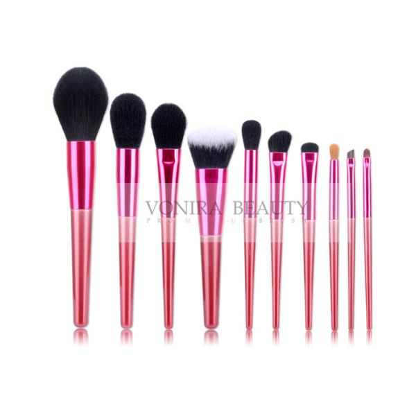 Buy Red Tapered Synthetic Hair Makeup Brushes With Glossy Ferrule at wholesale prices
