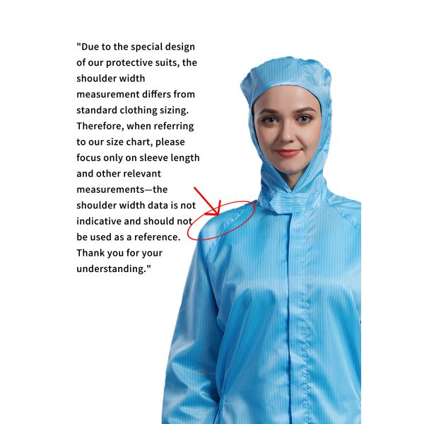 Anti-Static ESD Cleanroom Coverall with Adjustable Waist and Zipper Fasten for Surface Resistance 106-107Ohm