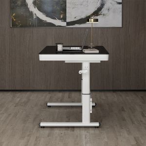 Luxury Standing Table Nordic Style White Wooden Grain Manual Height Adjustable