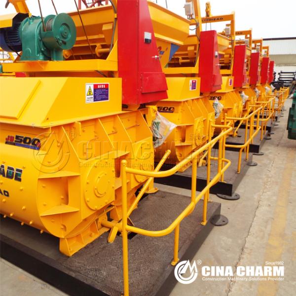 Electric Engine 500L 25m3/H Twin Shaft Concrete Mixer