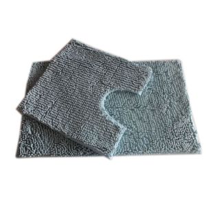 China Chenille Bath Rug Set with Foam PVC Anti Slip Backing , Light Blue on sale