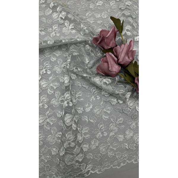 Luxury Embroidered Lace Fabric Soft Tulle with Delicate Floral for Elegant Evening Gowns