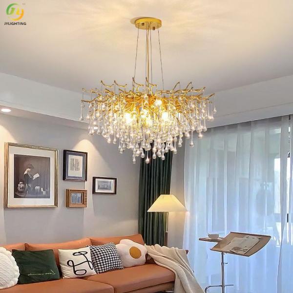 JYLIGHTING European Light Luxury Crystal Postmodern Simple Atmosphere Nordic Creative Living Room Restaurant Crystal Pendant Light