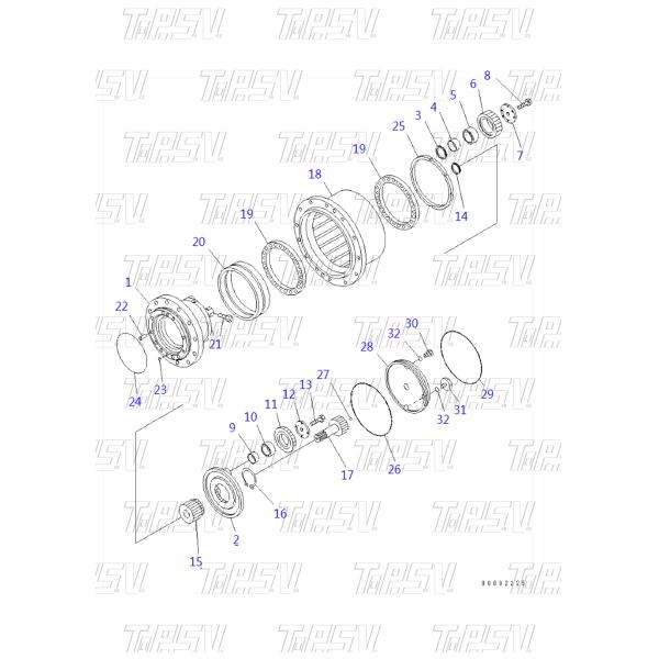 TZ110D1006-00 Depends On Size PC70-8 Excavator Travel 2 Stage Sun Gear with Gear Oil Maintenance and Hydraulic Motor Drive
