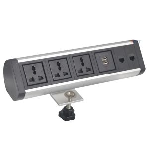 Aluminum alloy office furniture multimedia clamp mount table socket