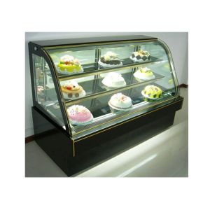Curved Glss Door Built In Heating Wire Bakery Display Showcase With Marble