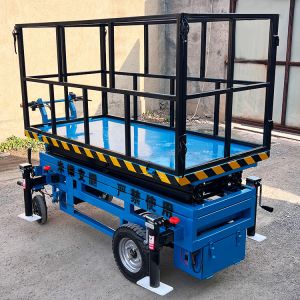 4m Hand Push Mobile Scissor Lift Platform AC Power Aerial Scissor Type Lift