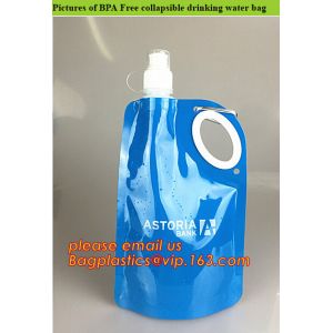 500ml can folding water bottle foldable water bag WITH hook,Kids Foldable Drinking Bottle/Collapsible Water Bag 16oz pac