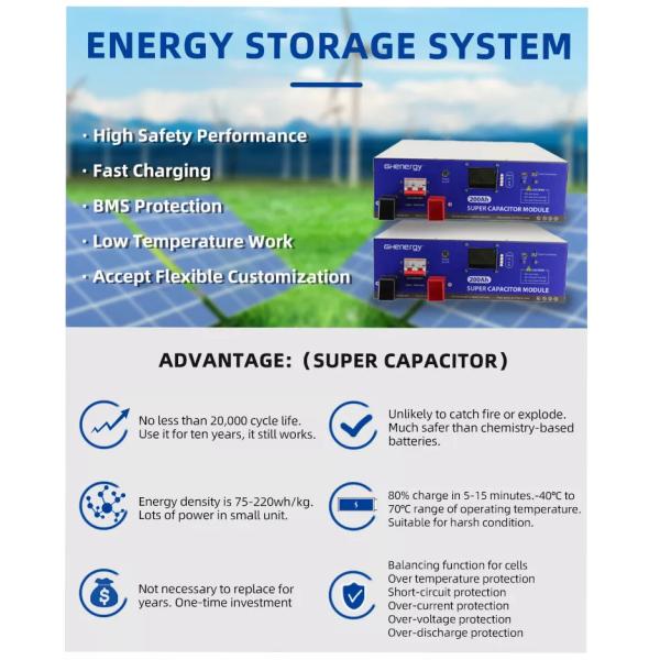 BMS 48V Ultracapacitor Module , 300Ah Ultracapacitor Energy Storage