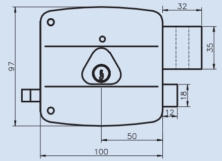 Rim Door Lock Surface Mounted Anti Theft Single Cylinder Rim Lock for 35 - 50mm Wooden Door