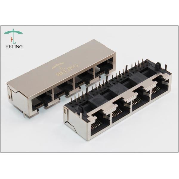 Buy 1 x 4 Four Ports Ganged Modular Jack RJ45 Connector For Network Repeater at wholesale prices