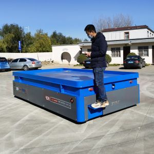 40T Motorized Material Handling Carts Battery Trackless Transfer Cart