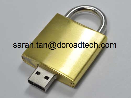 Lock Shaped Metal USB Flash Drives, 100% Original and New Memory Chip