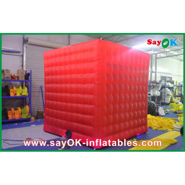 Inflatable Cube Tent Red 2 Door Inflatable Photo Booth With Top Opening Amusement Park Use