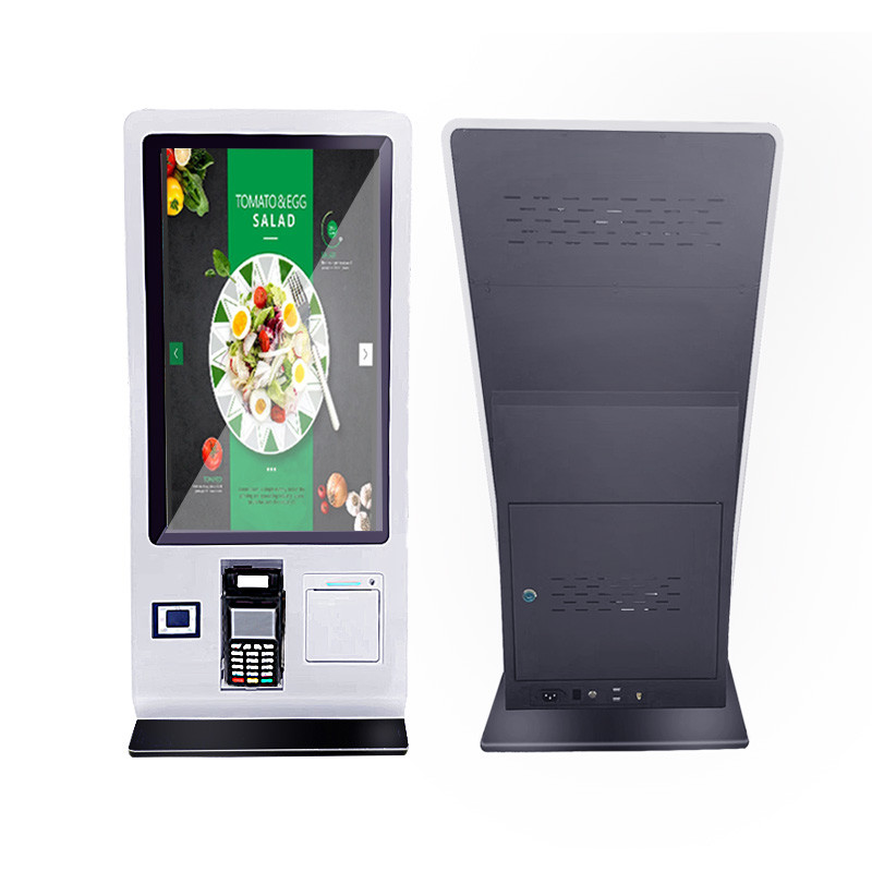 24 Inch Desktop Self Service Check Out Kiosk With Printer QR Code Scanner For