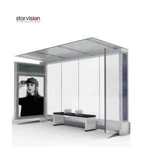 China High Corrosion Resistance L4200mm Smart Bus Shelter With Safety Glass Roof on sale