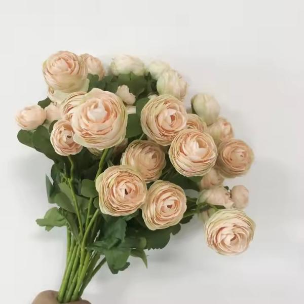 Buy Loose Artificial Peonies Peach Ranunculus Silk Peony Flowers Bouquet at wholesale prices