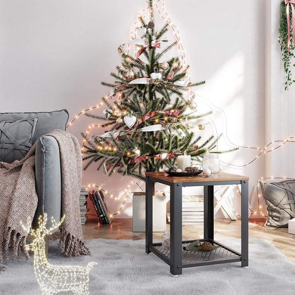 Oem Small Brown Industrial Style Nightstand Wood And Metal