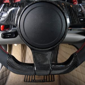 Customized Sport Porsche Carbon Fiber Steering Wheel Black Leather OEM