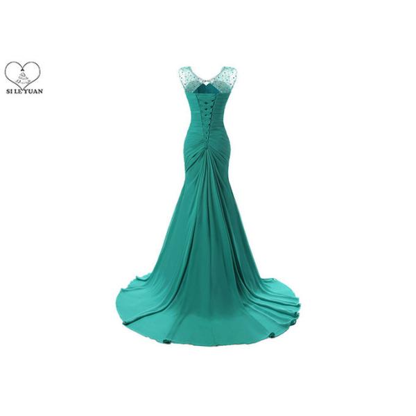 Sleeveless Plus Size Ball Gowns / Long Tail Chiffon Evening Gowns For Pleating