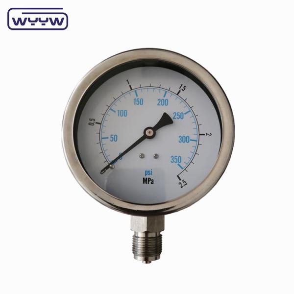 4 Inch Stainless Steel Oil Filled Pressure Gauge With 2.5%/1.6% Accuracy And 1/4