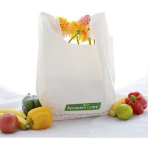 PLA+PBAT Customized Compostable Biodegradable Plastic T-Shirt Bags, Biodegradabl