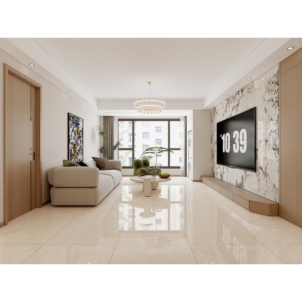 Light Yellow Marble 800x800mm Non-slip Polished Glazed Porcelain Tiles For Office